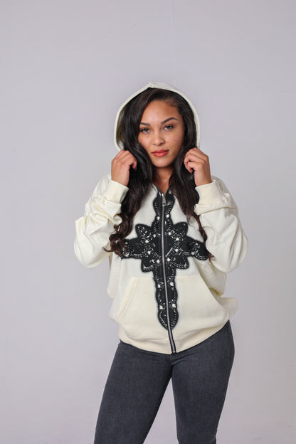 Cross Zip Up Hoodie